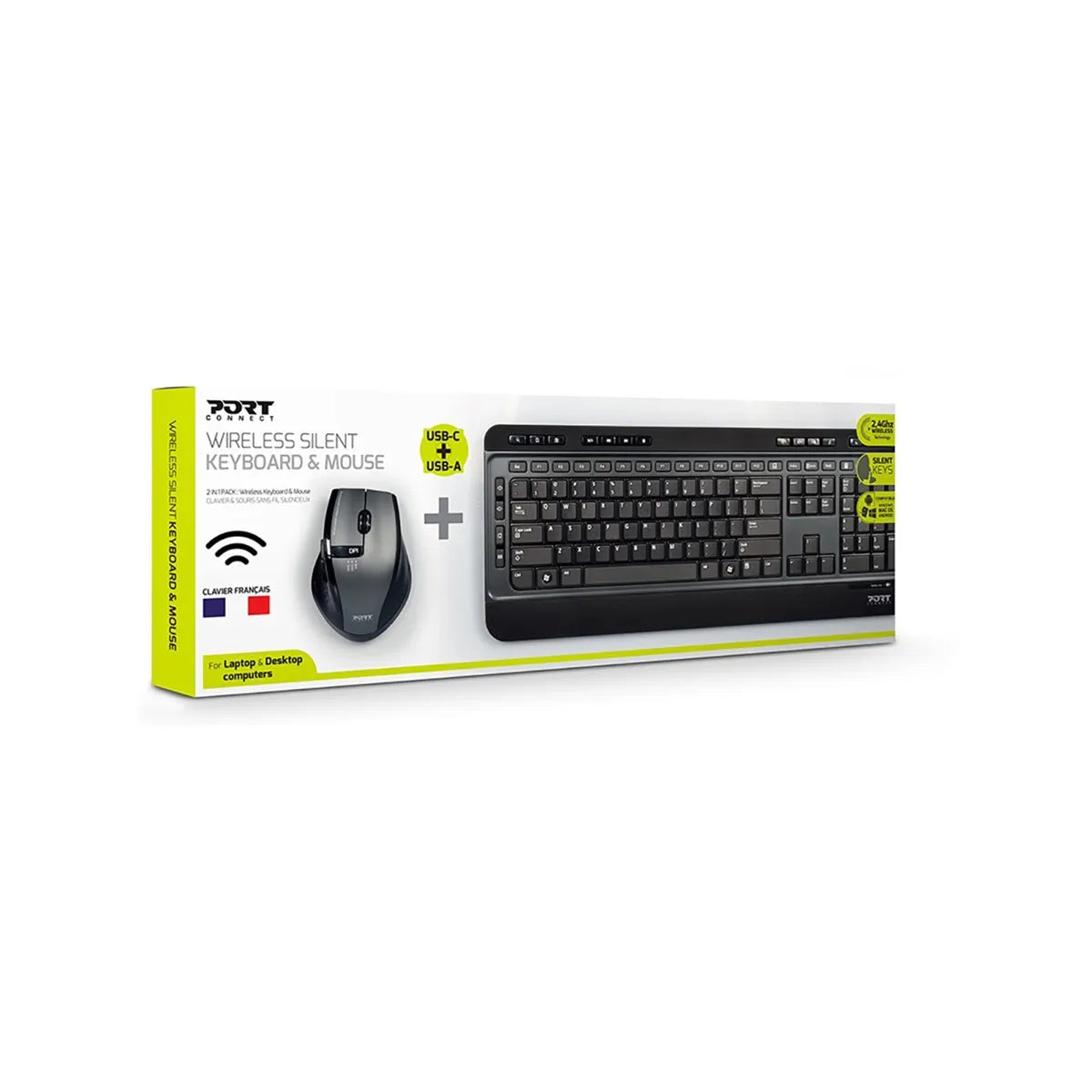 Port Black Wireless Keyboard & Mouse Combo
