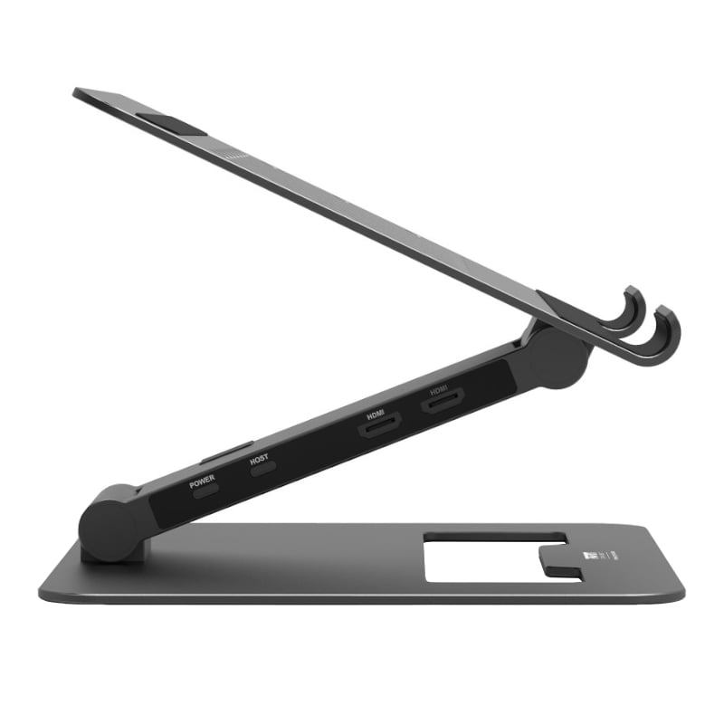 Port Connect Adjustable Stand + Dock Type-C to 1 x RJ45|2 x USB3.1 Gen1|2 x HDMI 4k@60Hz|1 x Type-C|PD85W|SDand Micro SD Reader