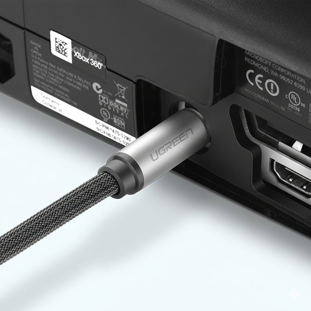 UGreen AV108 Male to Male Toslink Optical Audio Cable 2m–Grey