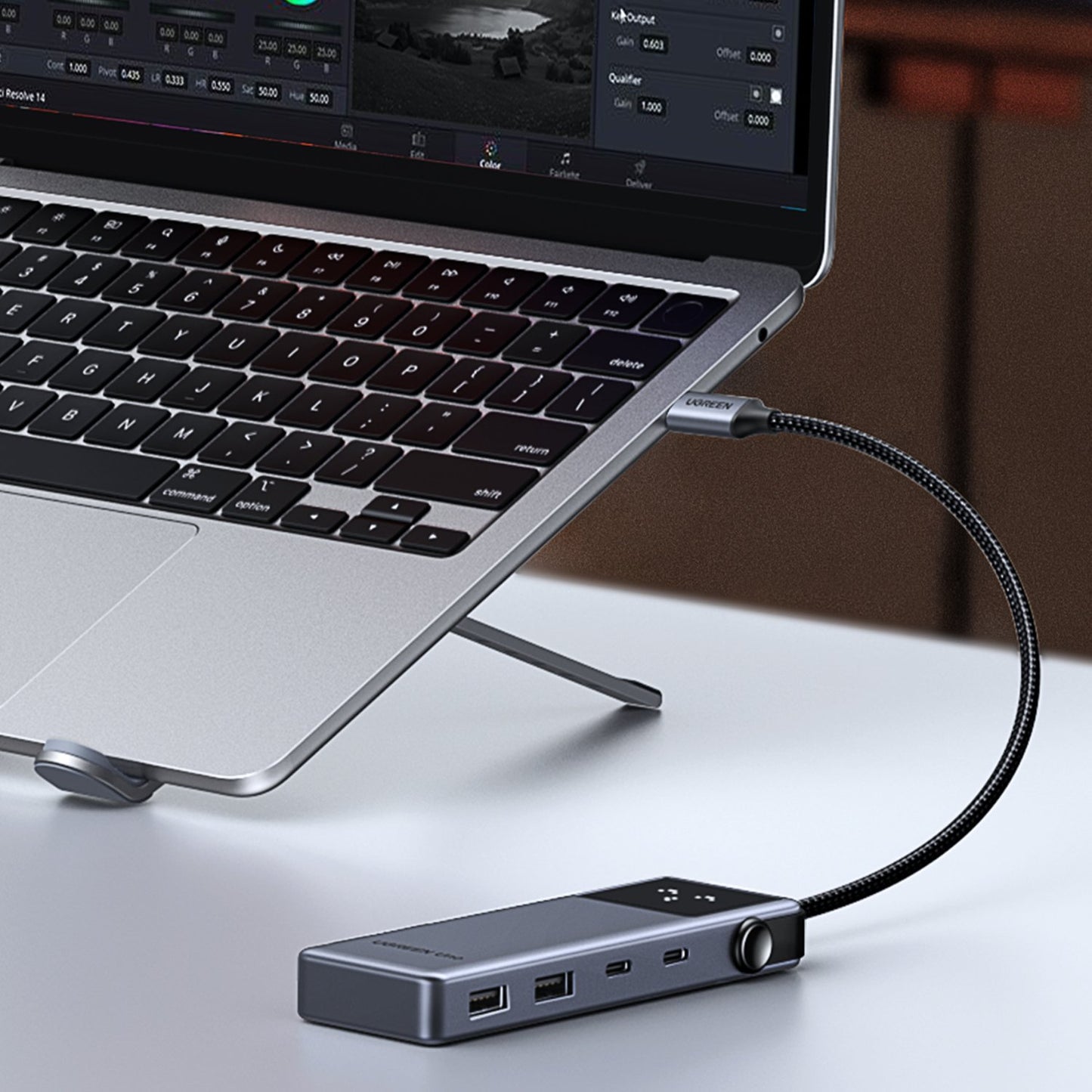 UGreen 6-in-1 Type-C Hub with 4K HDMI, 100W PD and 10Gbps USB Ports – Grey