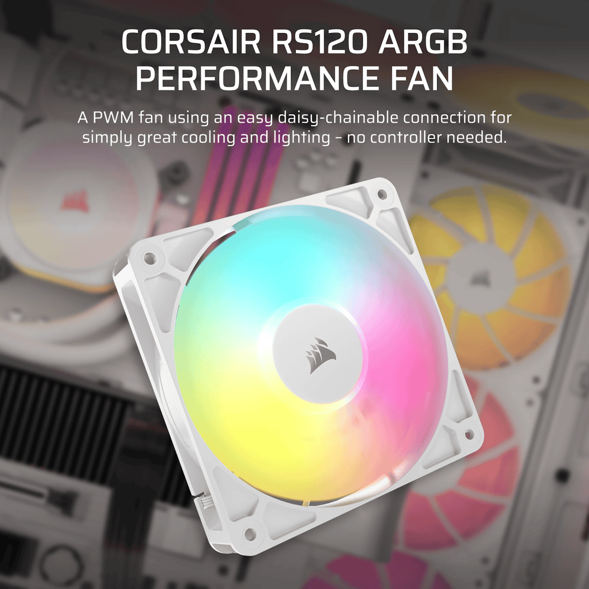 Corsair RS120 ARGB 120mm PWM Fan - White