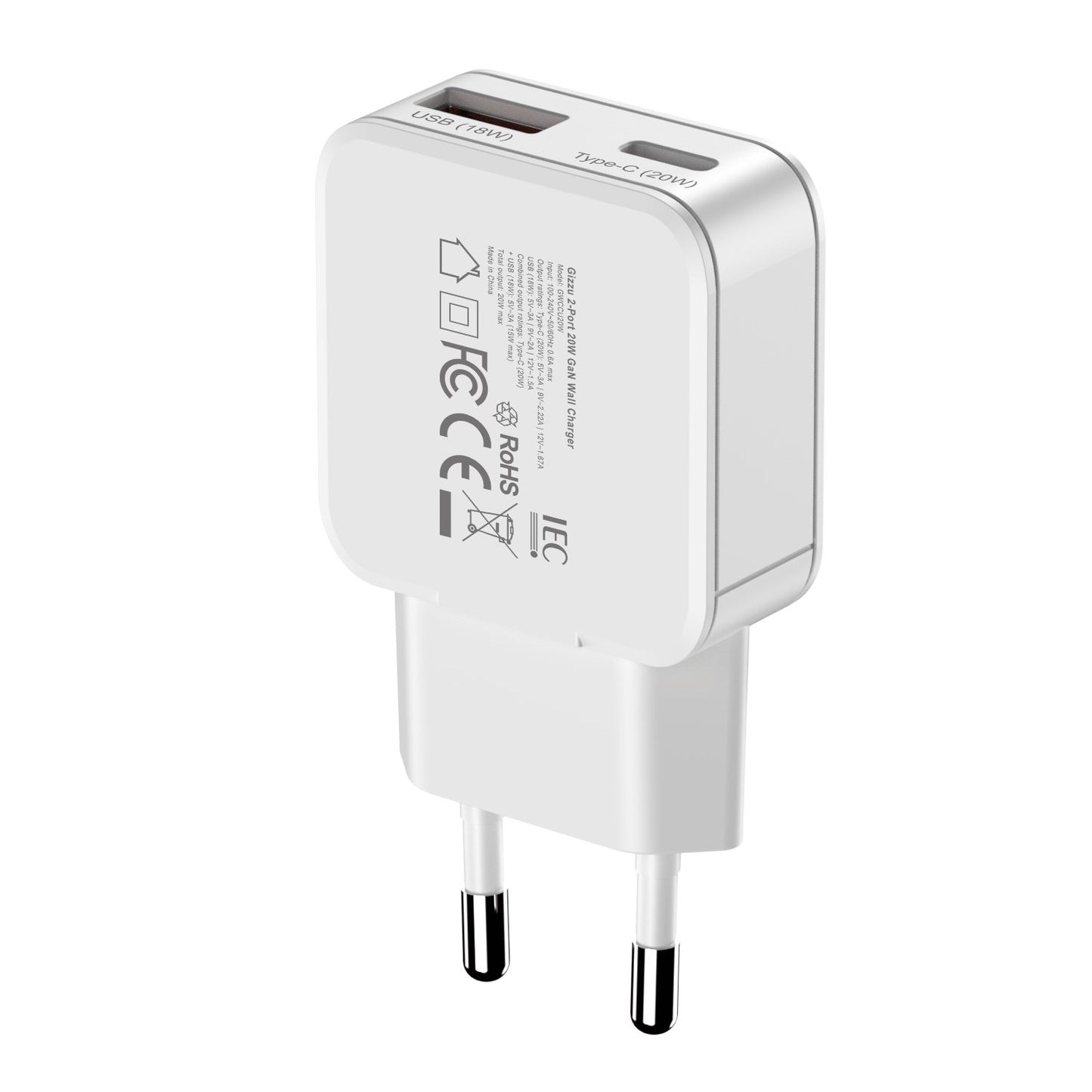 Gizzu 2-Port 20W GaN Wall Charger
