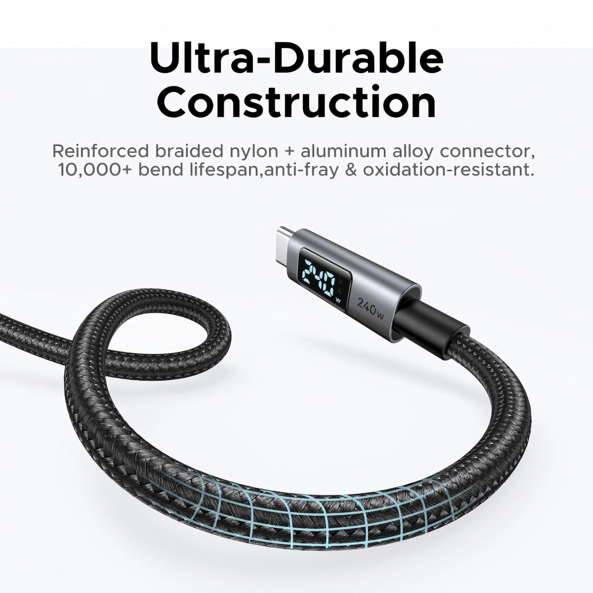UGREEN 240W USB Type-C Cable with LED Display 2M