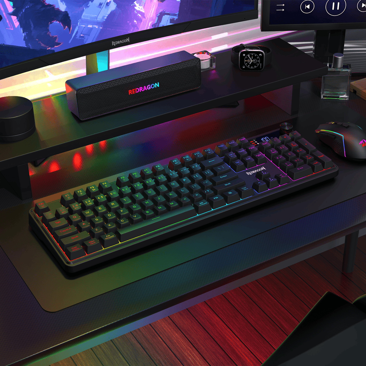 Redragon RM104 PRO VOLCANO RGB Wireless Membrane Gaming Keyboard - Black