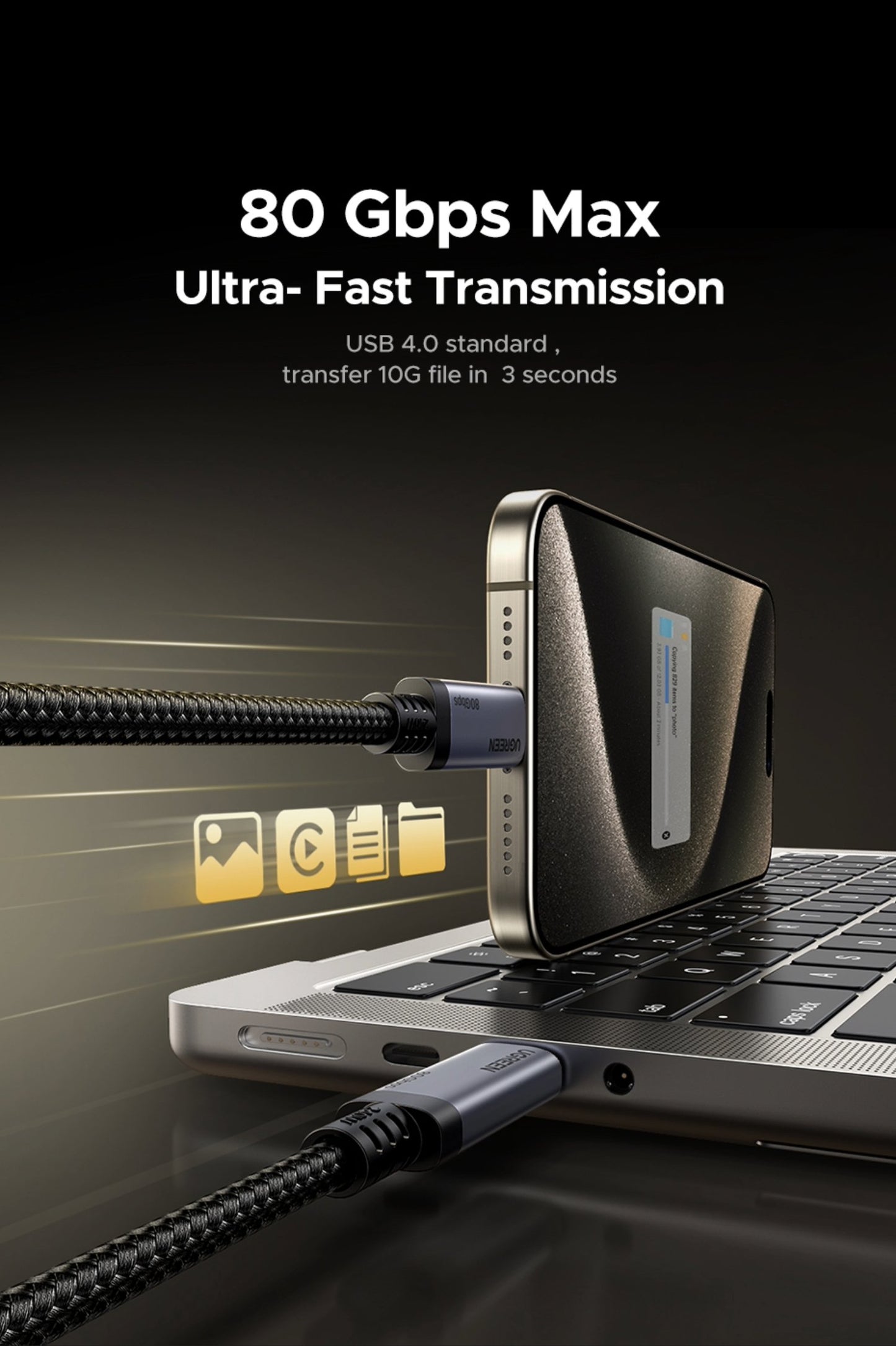 UGreen USB4 Gen4 240W USB-C to USB-C Cable (Black)