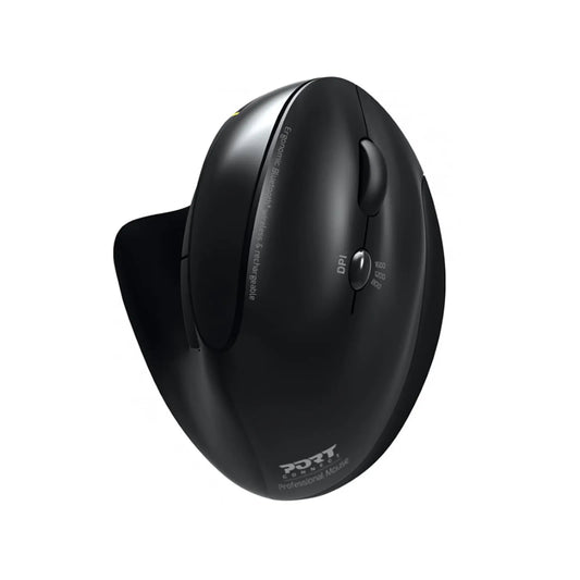 Port Connect Black Ergonomic Rechargeable Bluetooth Mouse