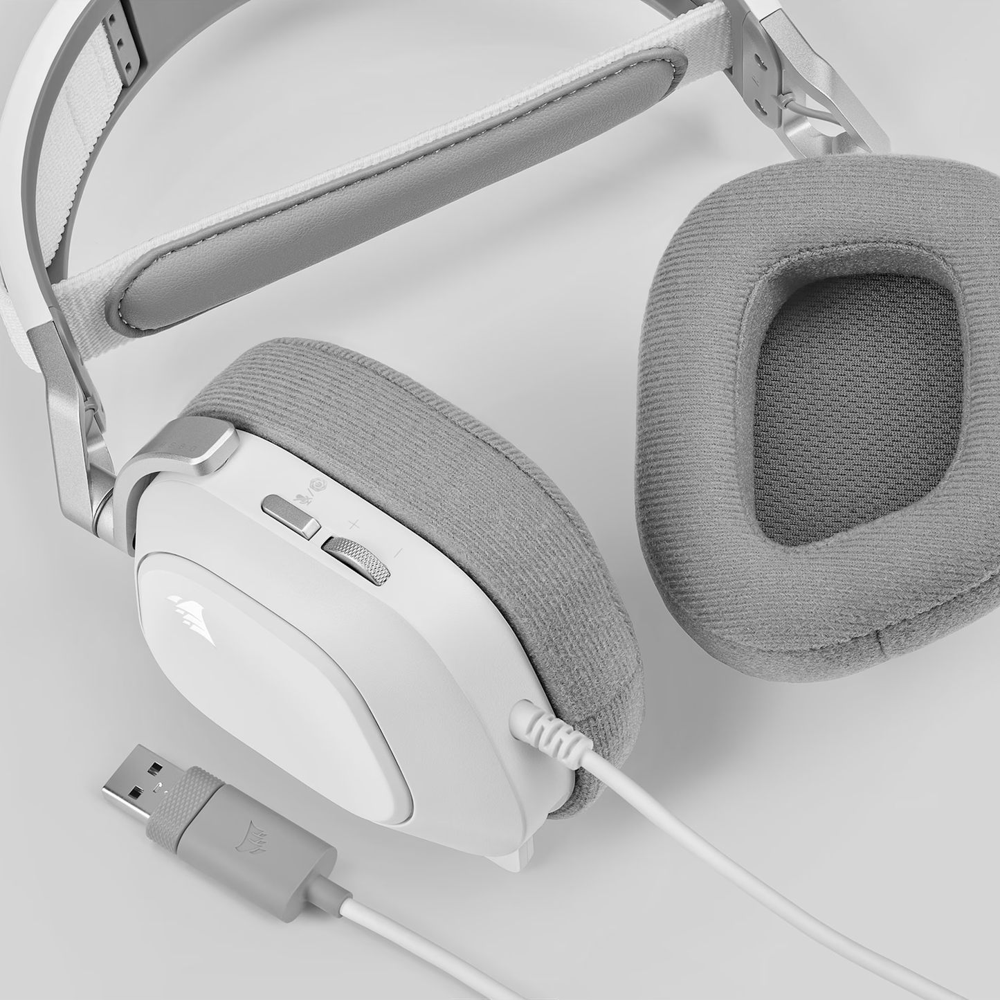 Corsair HS80 RGB USB Wired Over-Ear Gaming Headset — White