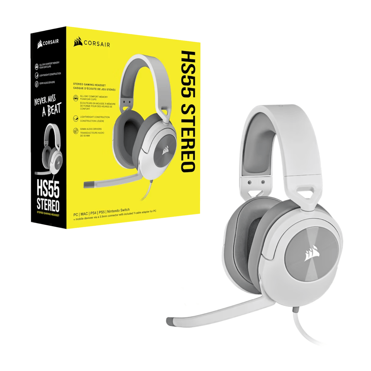 Corsair HS55 Surround Wired Gaming Headset – White