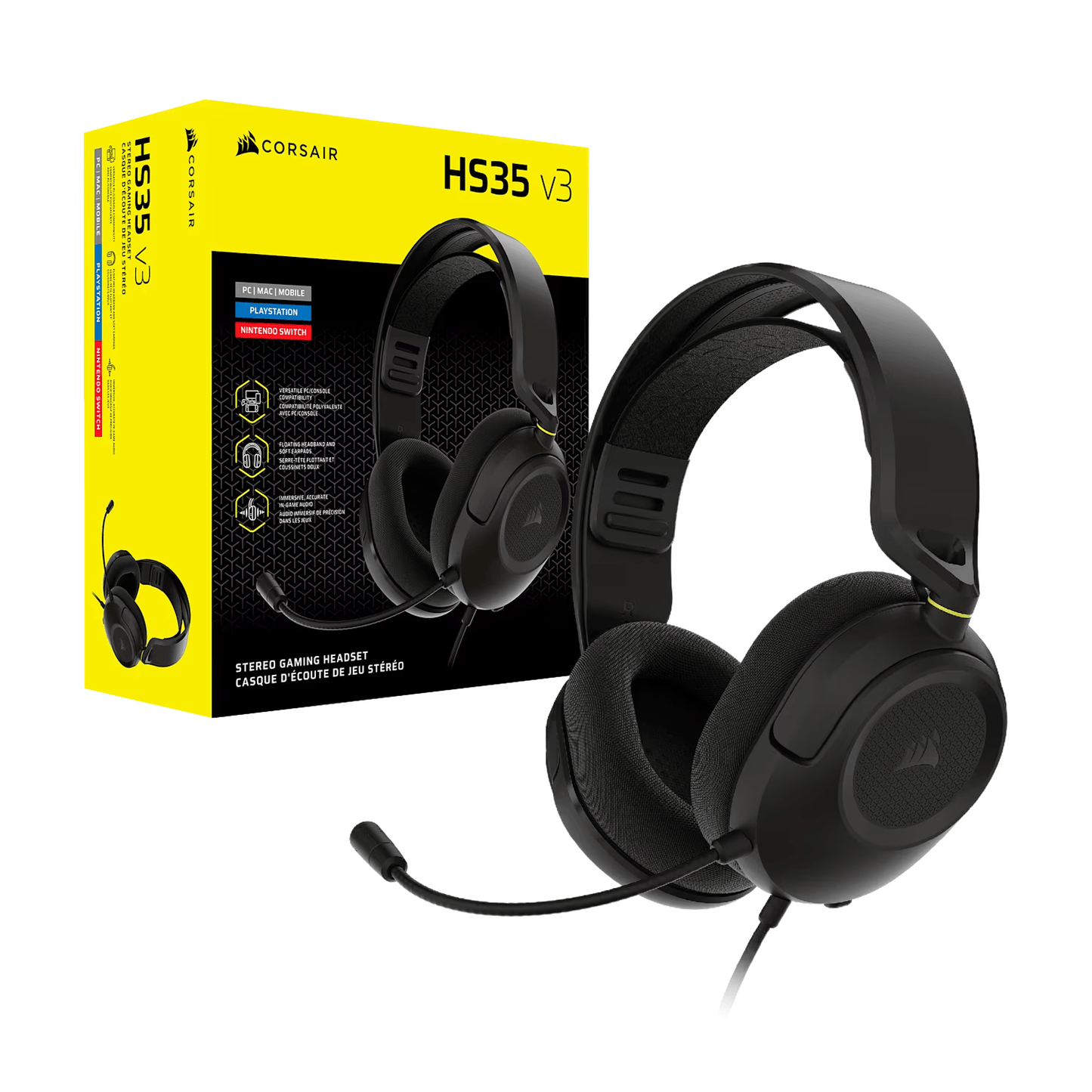Corsair HS35 v3 Wired Gaming Headset - Carbon