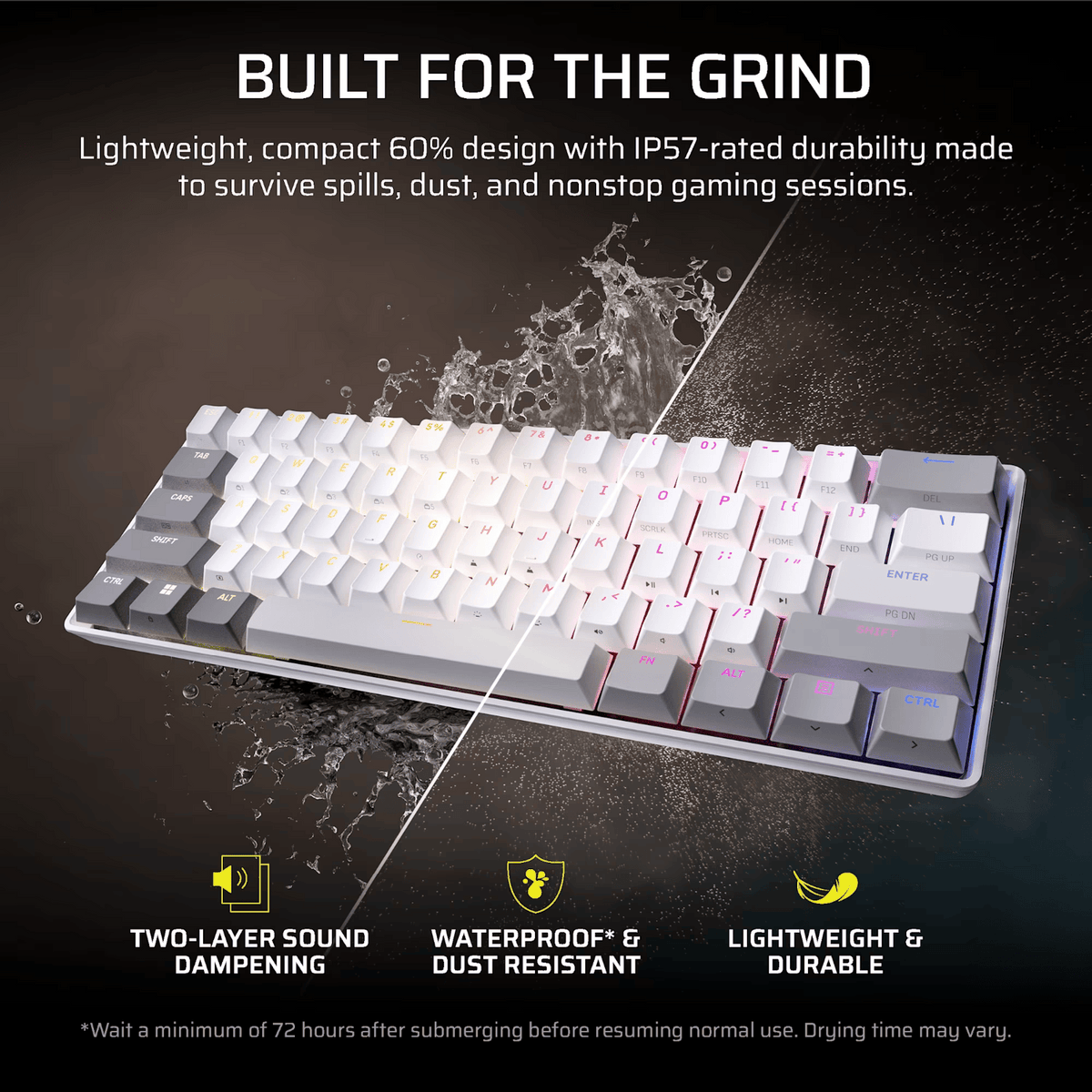 Corsair CLIPPER PRO MINI 60 Hall Effect Gaming Keyboard – White