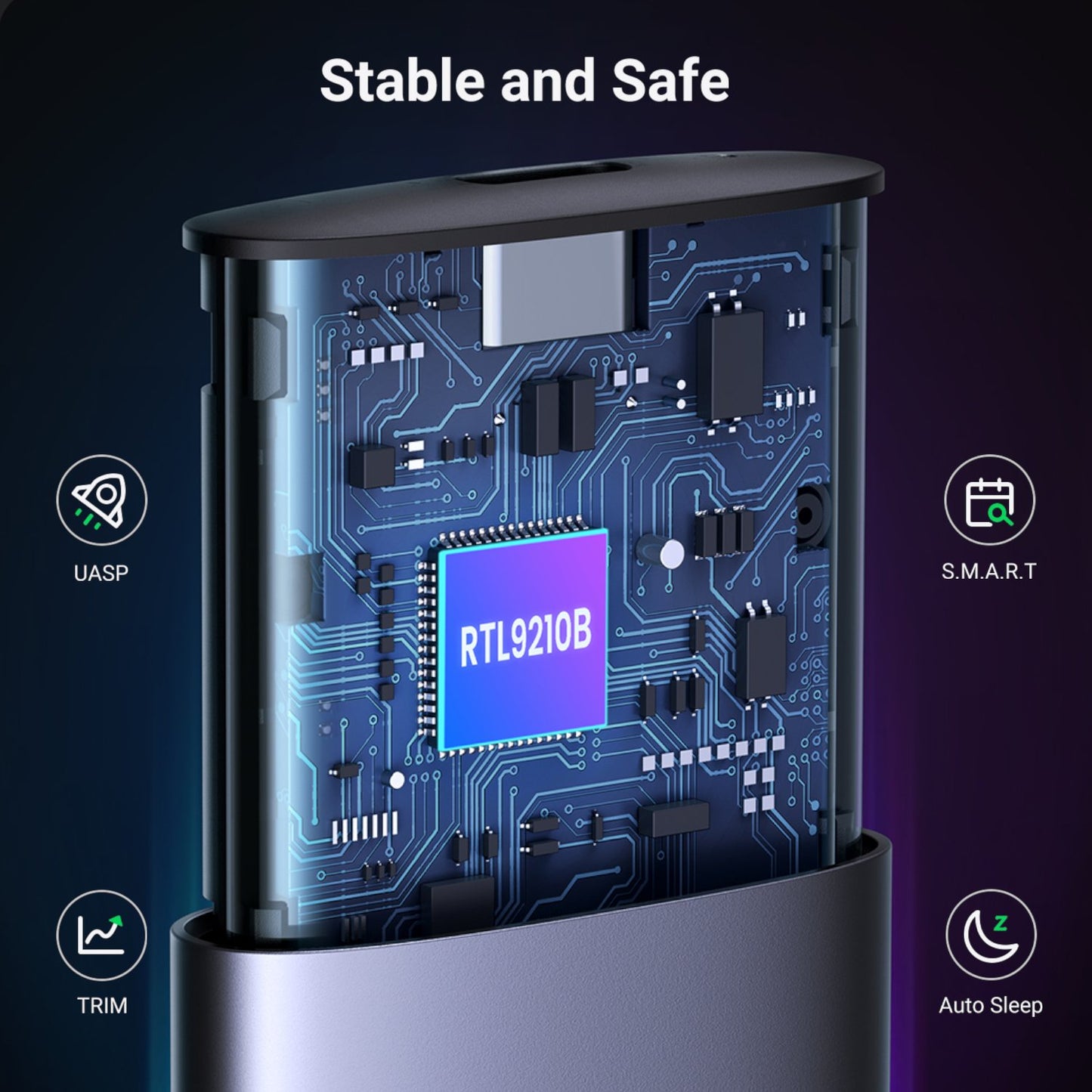 UGREEN CM400-90264 M.2 NVME/SATA SSD Enclosure (10Gbps) - Silver