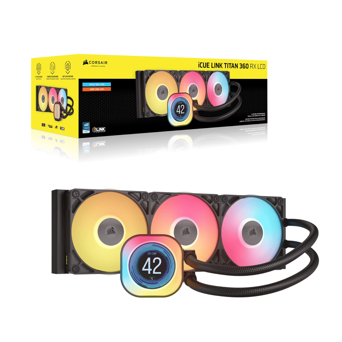 Corsair iCUE LINK TITAN 360 RX LCD Liquid CPU Cooler - Black