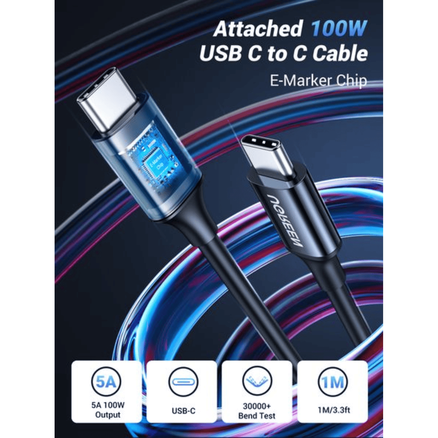 UGREEN 130W USB-C 3-port Car Charger