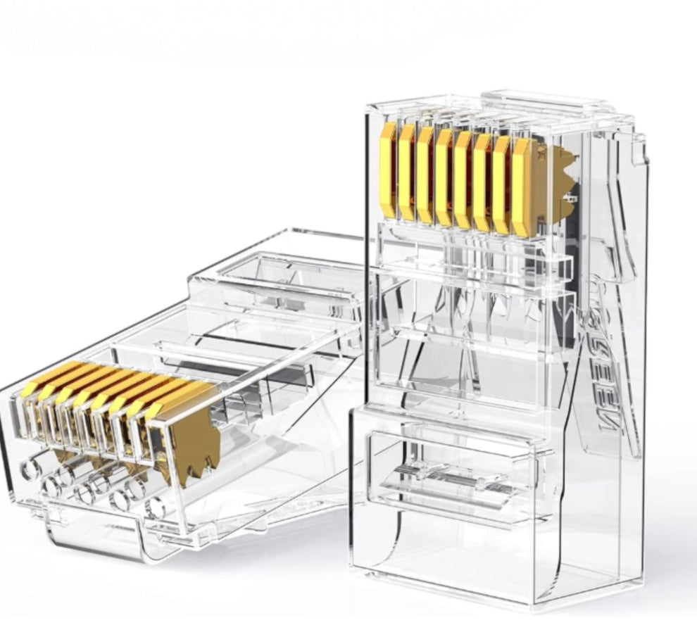 UGreen Cat6 RJ45 Modular Plugs (50 Pcs)–Transparent with Gold Contacts ...