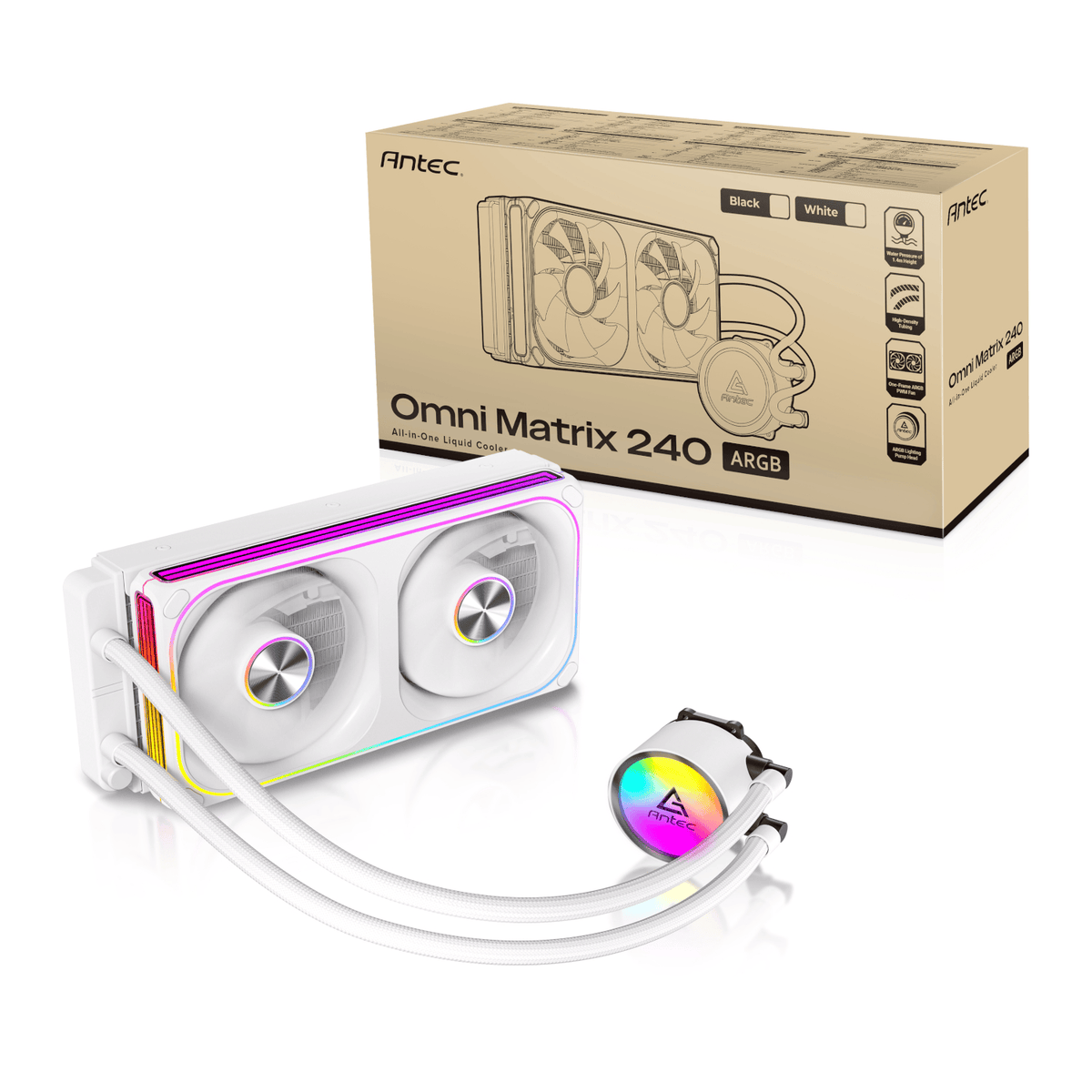 Antec Omni Matrix 240 ARGB CPU Liquid Cooler - White