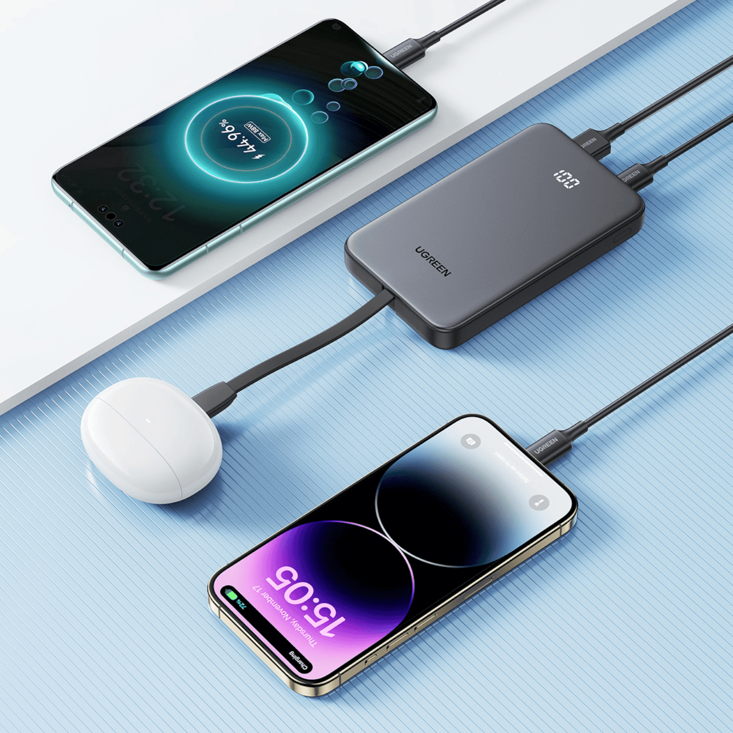 UGREEN 10000mAh 20W Power Bank with Built-in Cable