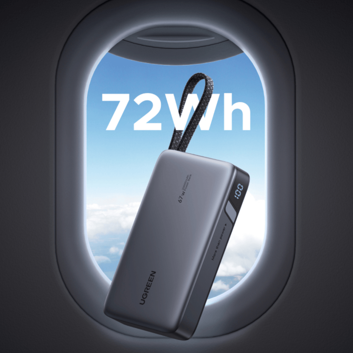 UGREEN 20000mAh 67W Nexode Power Bank with Built-in Cable