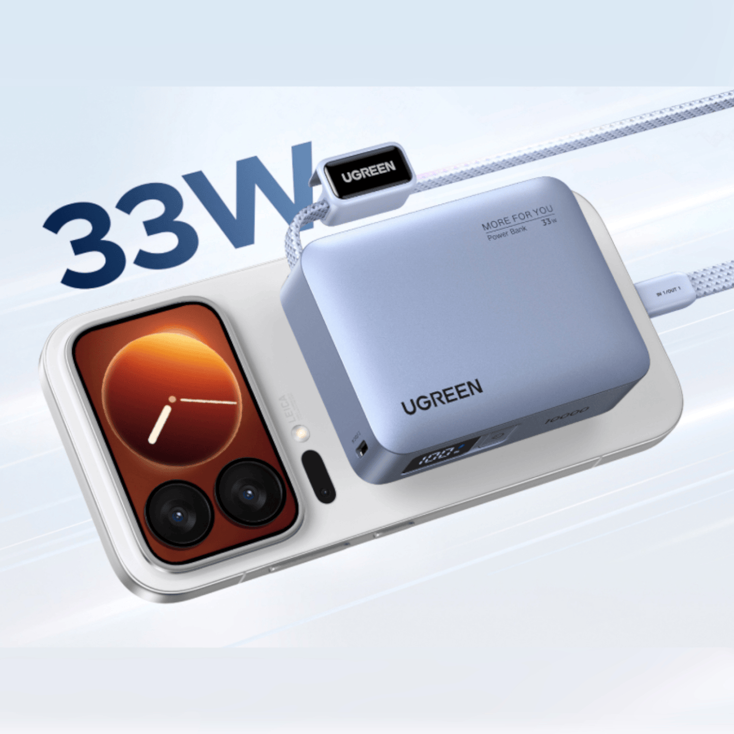 UGreen Nexode 10000mAh 30W Power Bank with Built-in USB Type-C Cable
