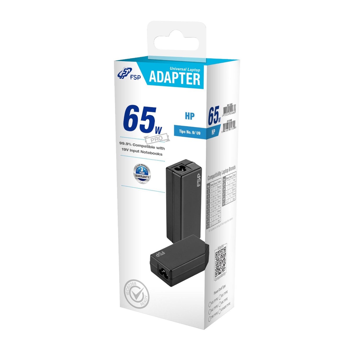 FSP PRO 65W Universal Laptop Adapter – HP