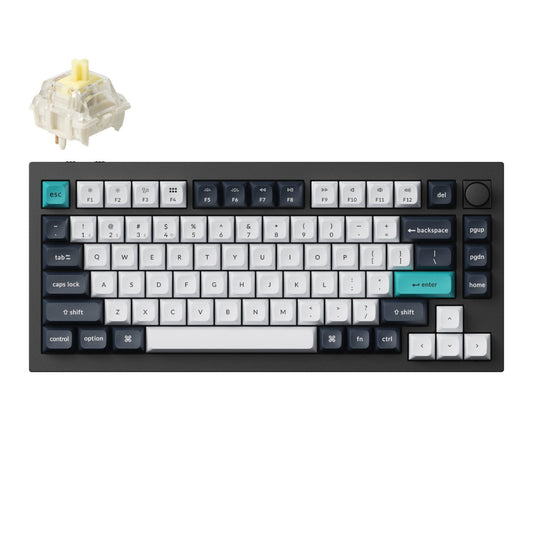 Keychron Q1 Max QMK/VIA RGB Wireless Custom Mechanical Keyboard (Gateron BANANA Switches) - Black