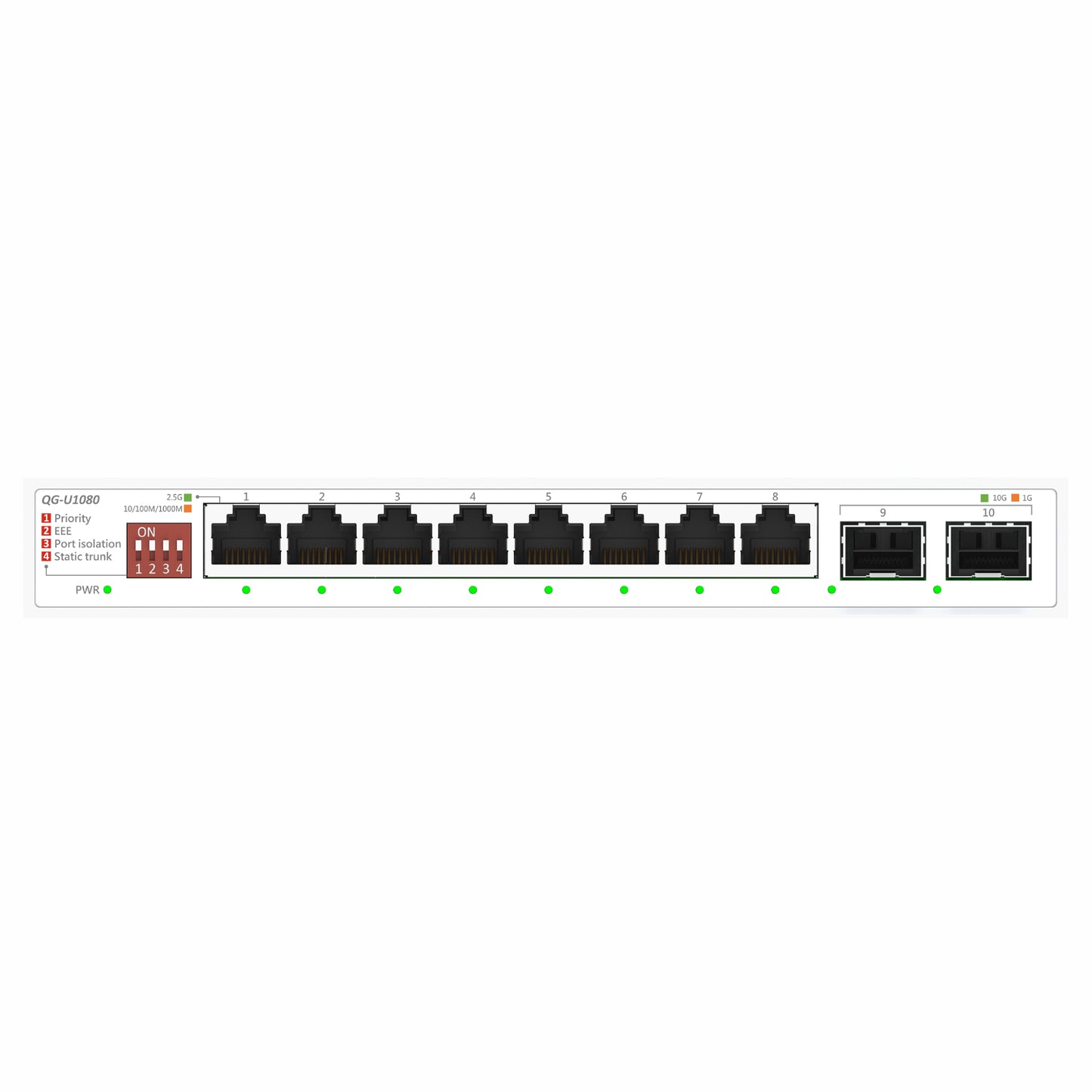 ASUS 8x2.5G + 2x10G SFP+ Unmanaged Network Switch- White