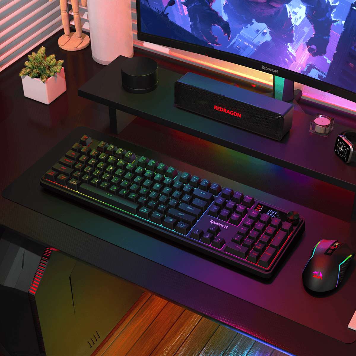 Redragon RM104 PRO VOLCANO RGB Wireless Membrane Gaming Keyboard - Black