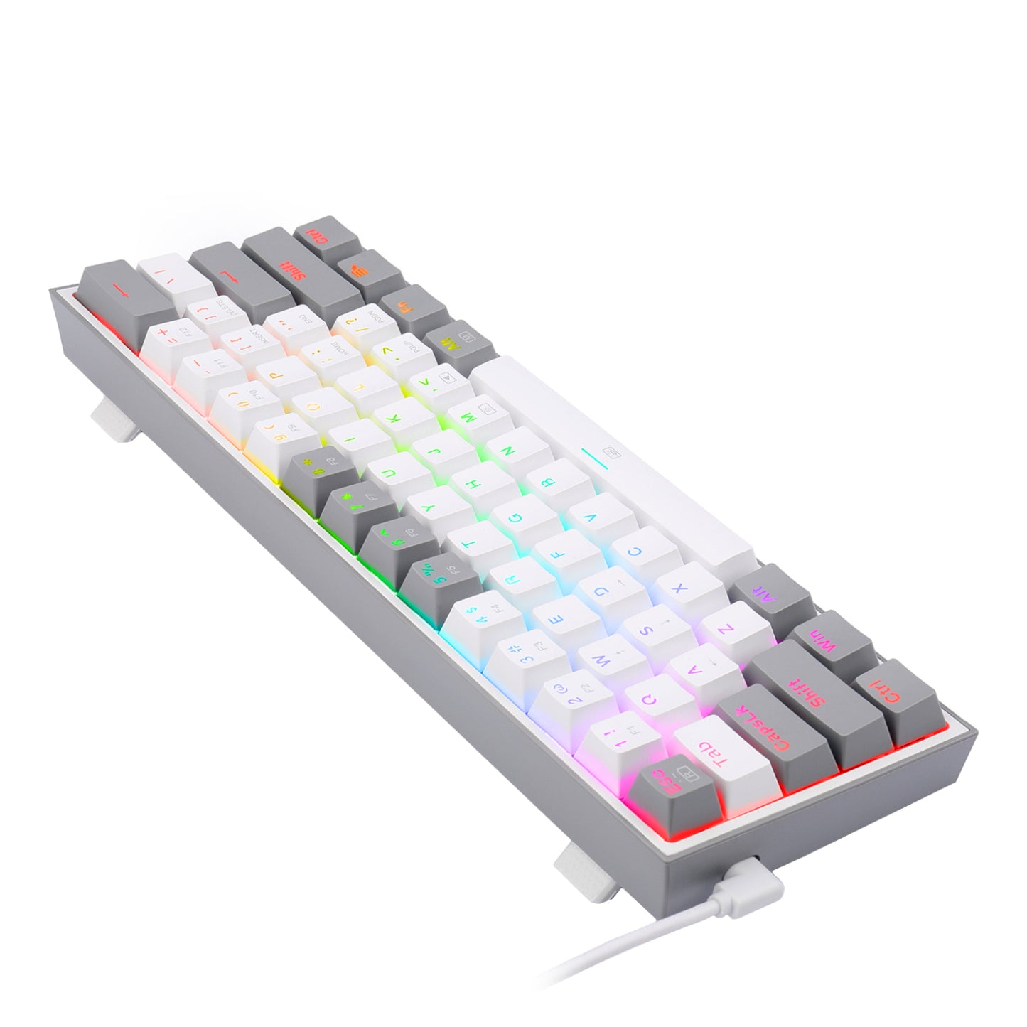 Redragon K617 FIZZ 60% Wired RGB Gaming Keyboard - White/Grey