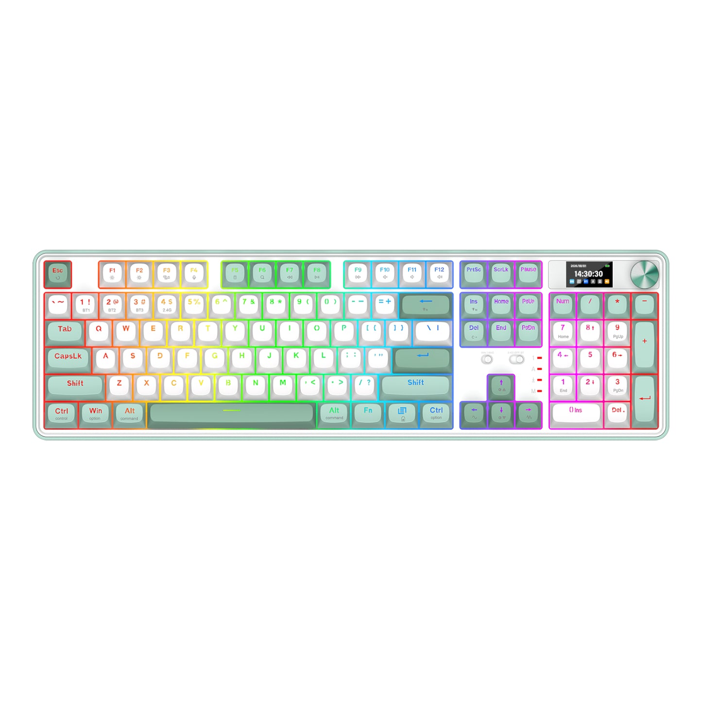 Redragon WYVERN K761 Pro Full-size RGB Wireless Mechanical Gaming Keyboard - White/Green