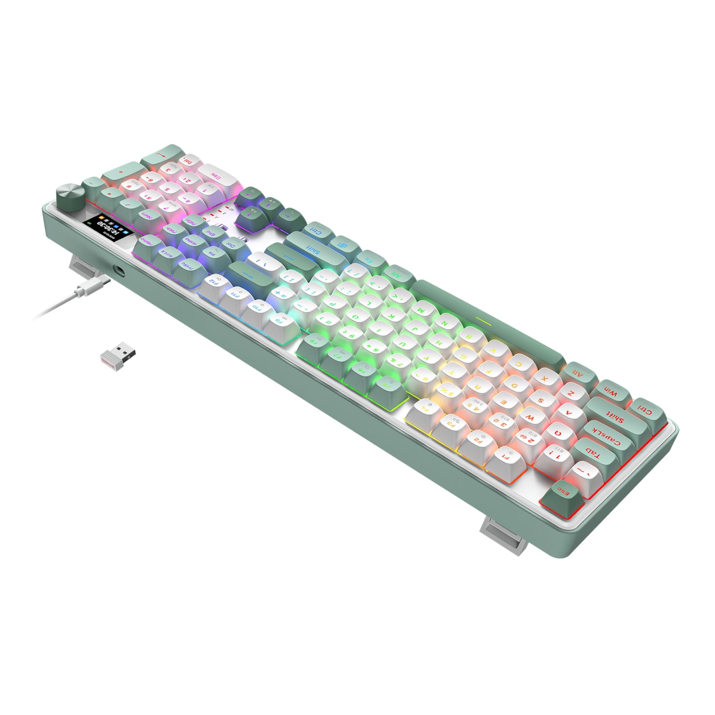 Redragon WYVERN K761 Pro Full-size RGB Wireless Mechanical Gaming Keyboard - White/Green