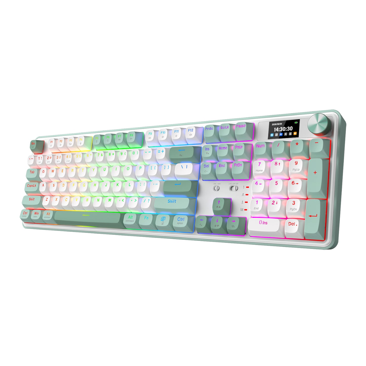 Redragon WYVERN K761 Pro Full-size RGB Wireless Mechanical Gaming Keyboard - White/Green