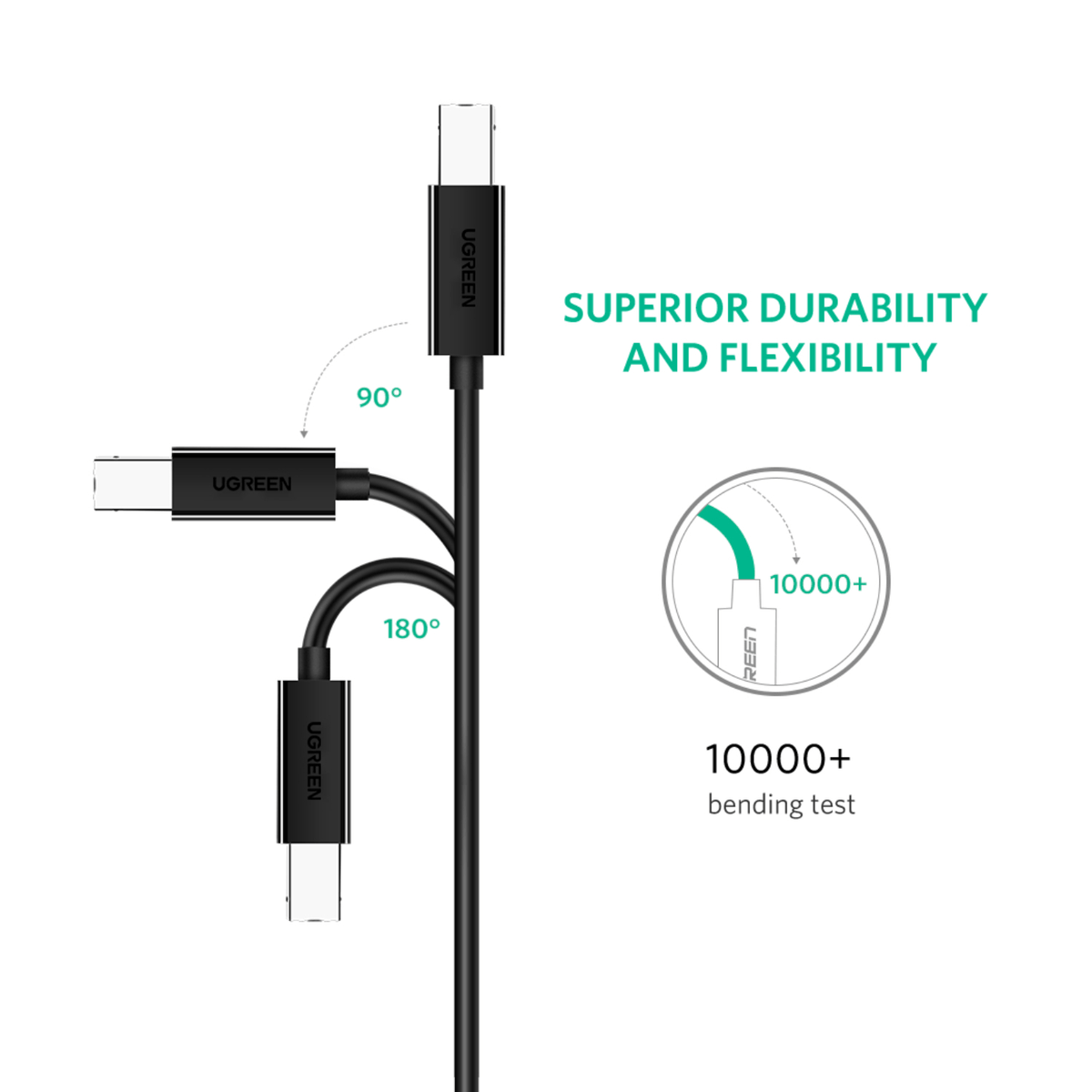 UGreen USB Type-C to B Male Printing Cable 2m - Black