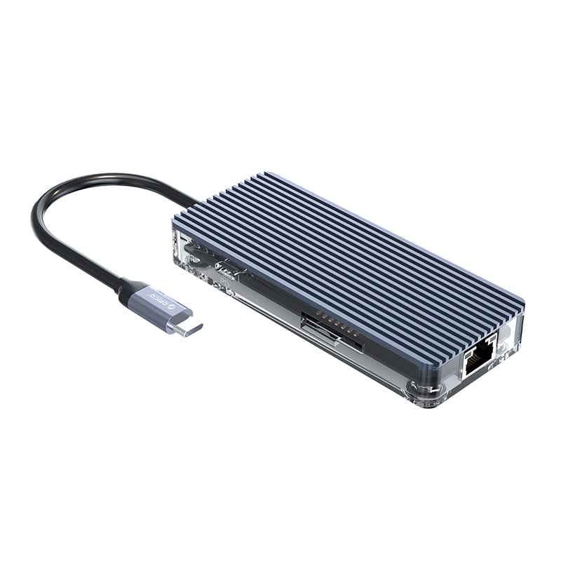 ORICO 8 Port Type-C Transparent Hub - Grey