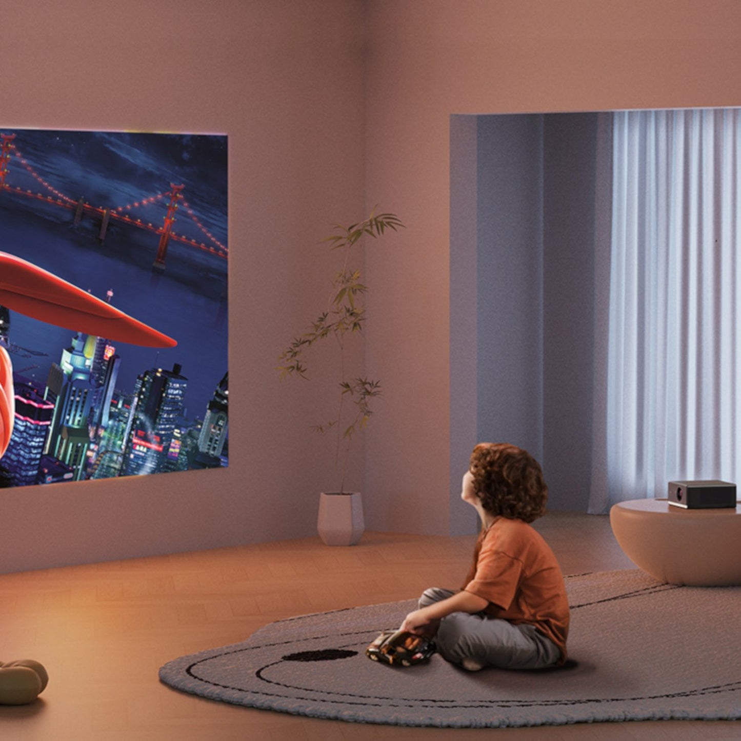 WANBO X5 Pro Full HD Smart Projector (1080p, 1100 ANSI Lumens, Android TV, ASA 3.0, 5GHz Wi-Fi, Autofocus)