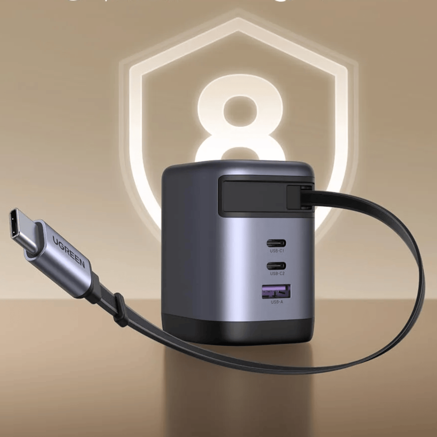 UGREEN Nexode 100W Charger with Retractable USB Type-C Cable
